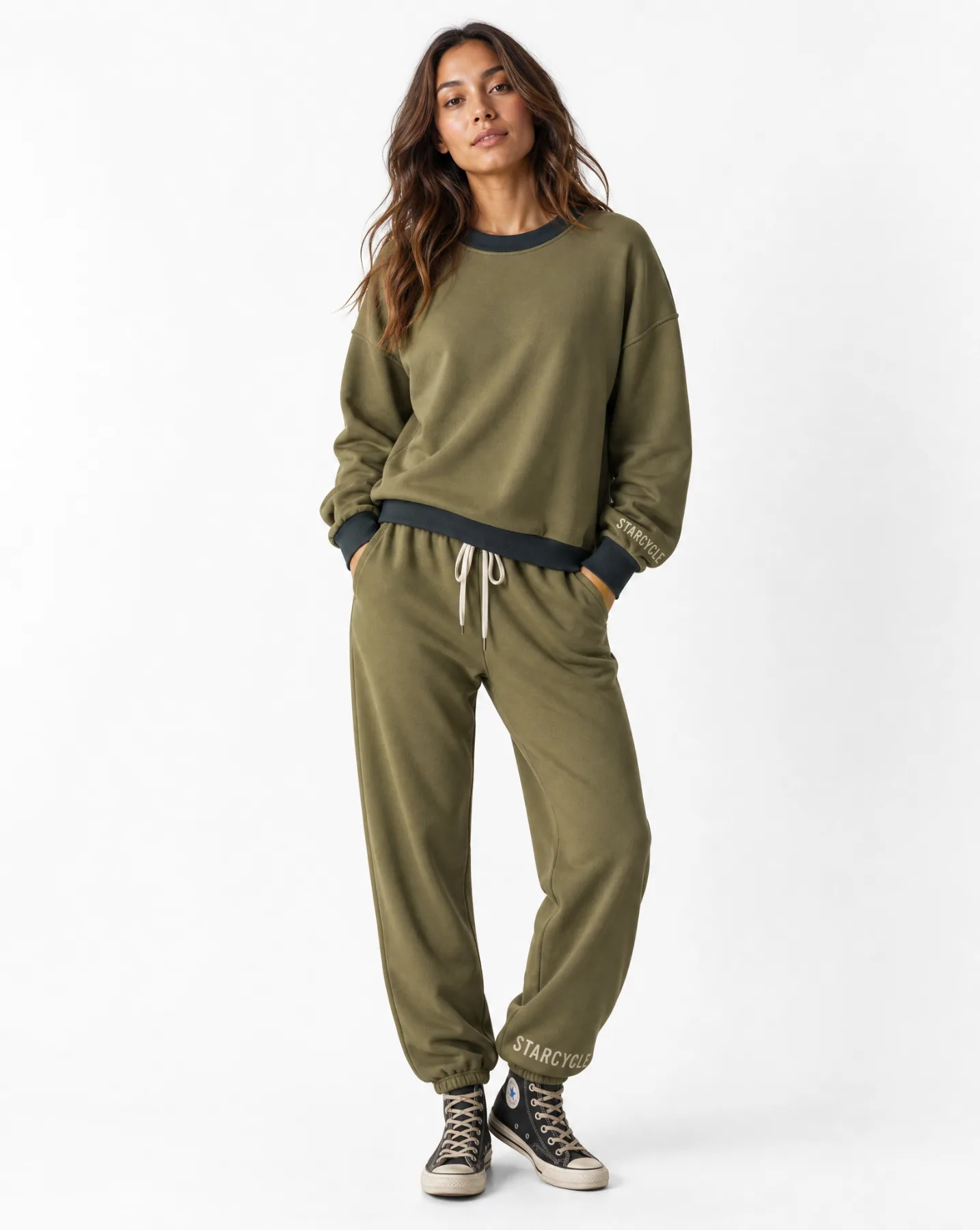 Olive sweatshirt and joggers