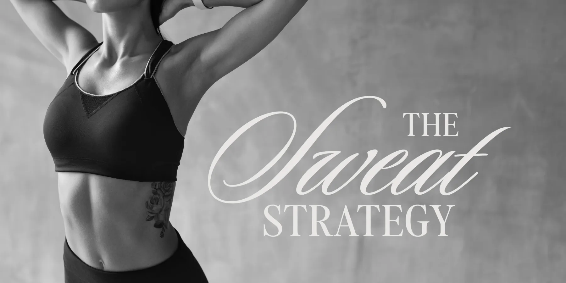 The Sweat Strategy logo over editorial photography