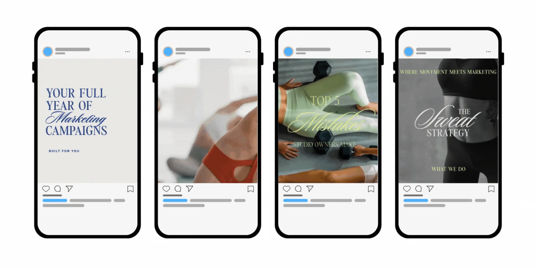 Social content in feed mockups