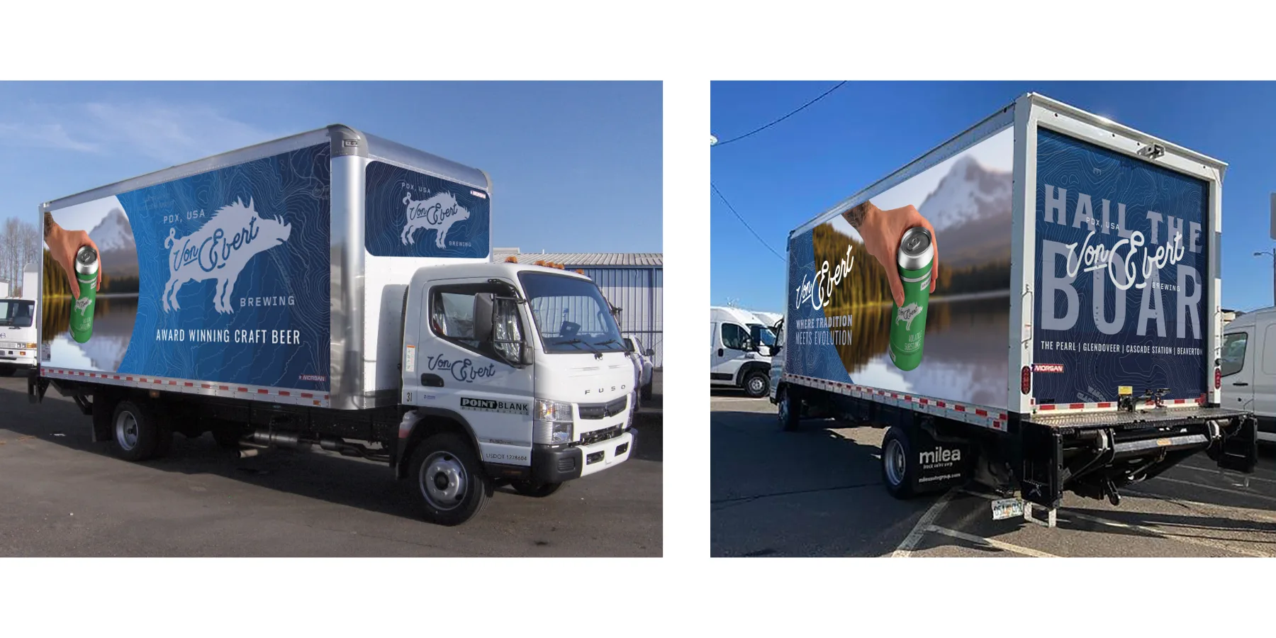 Delivery truck wrap, two angles
