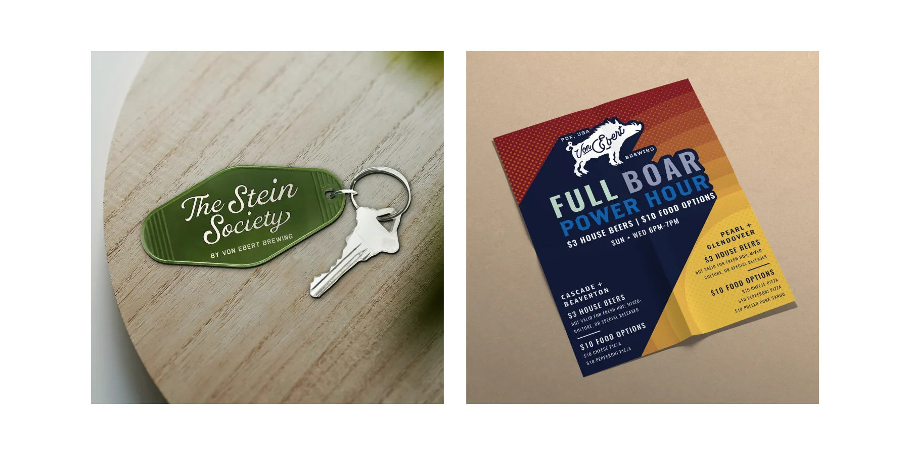 Stein Society keytag and Full Boar Power Hour flier